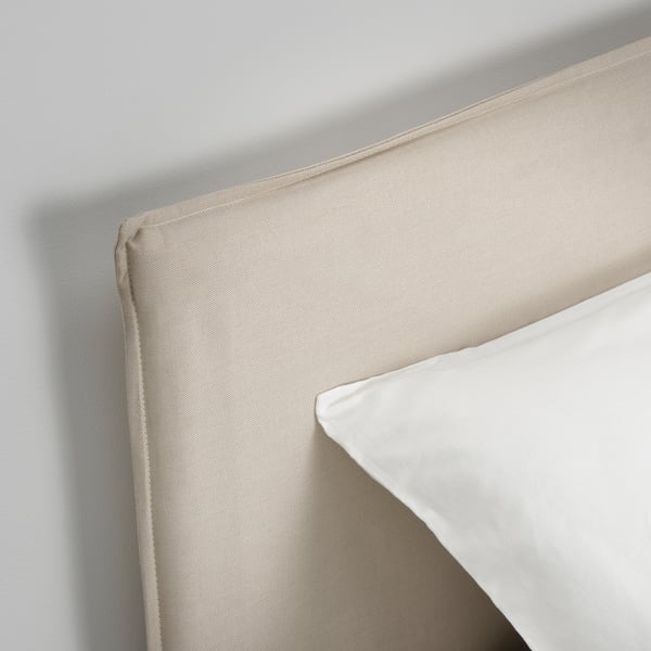 KLEPPSTAD - Bed frame, white/Vissle beige, 160x200 cm