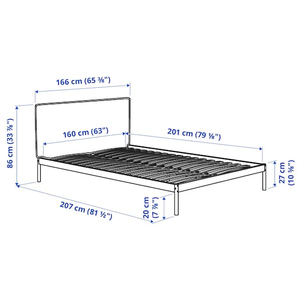 Ikea KLEPPSTAD - Bed frame, white/Vissle beige, 160x200 cm