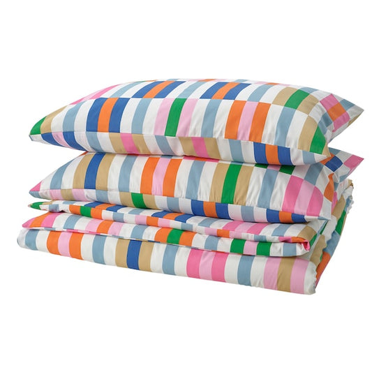 KLIBBKORSÖRT - Duvet cover and 2 pillowcases, multicolour, 240x220/50x80 cm