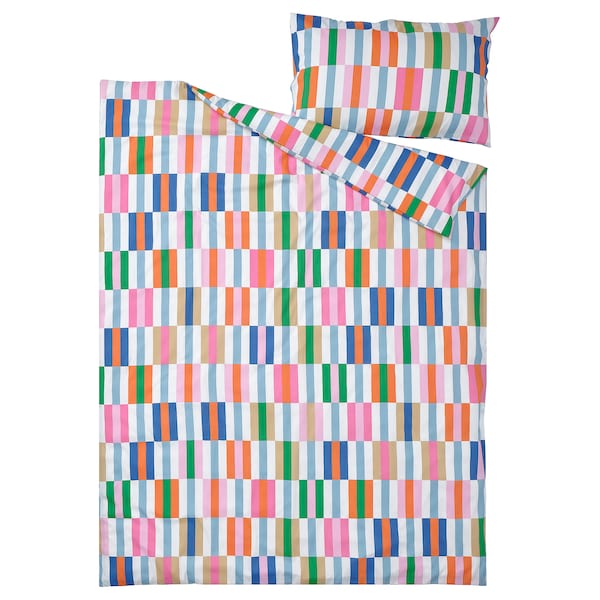 KLIBBKORSÖRT - Duvet cover and pillowcase, multicolour, 150x200/50x80 cm