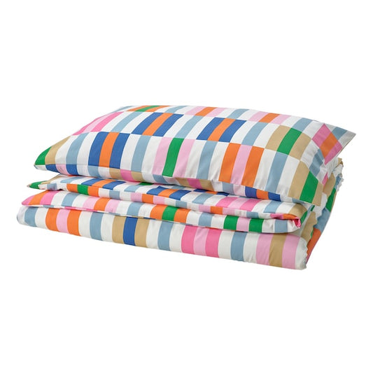 KLIBBKORSÖRT - Duvet cover and pillowcase, multicolour, 150x200/50x80 cm