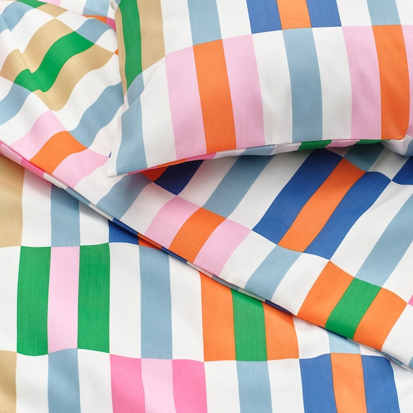 KLIBBKORSÖRT - Duvet cover and pillowcase, multicolour, 150x200/50x80 cm