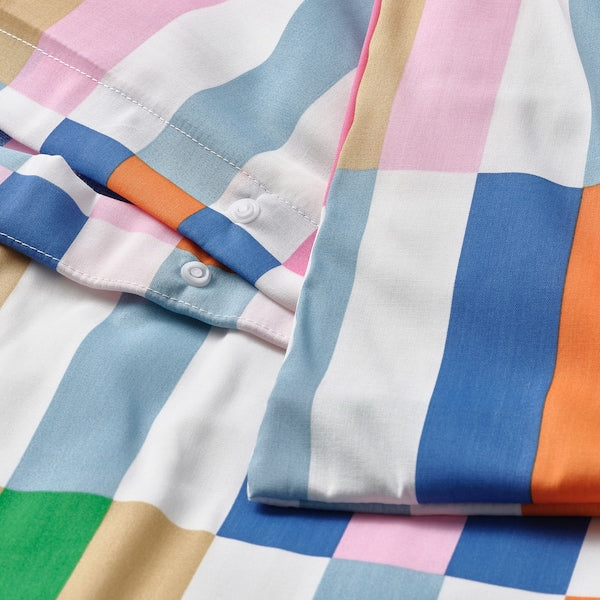 KLIBBKORSÖRT - Duvet cover and pillowcase, multicolour, 150x200/50x80 cm