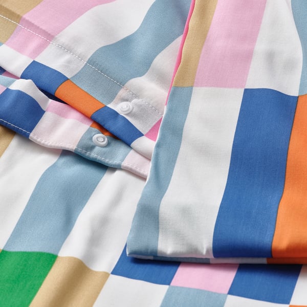 KLIBBKORSÖRT duvet cover and pillowcase, multicolour
