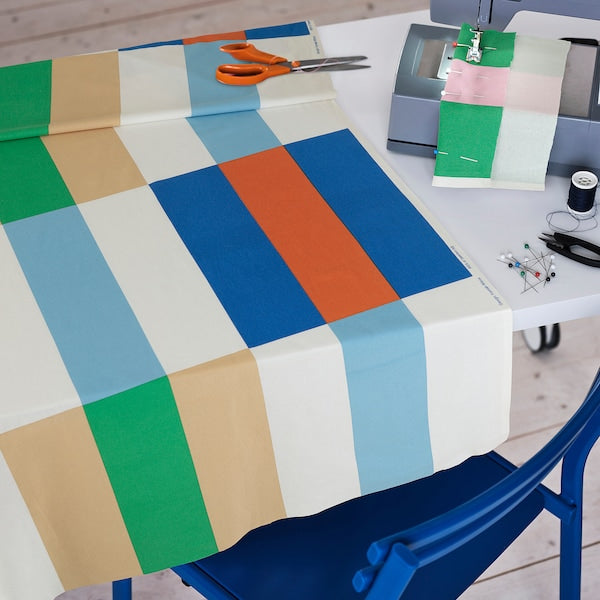 KLIBBKORSÖRT - Pre-cut fabric, multicolour/stripe, 150x300 cm