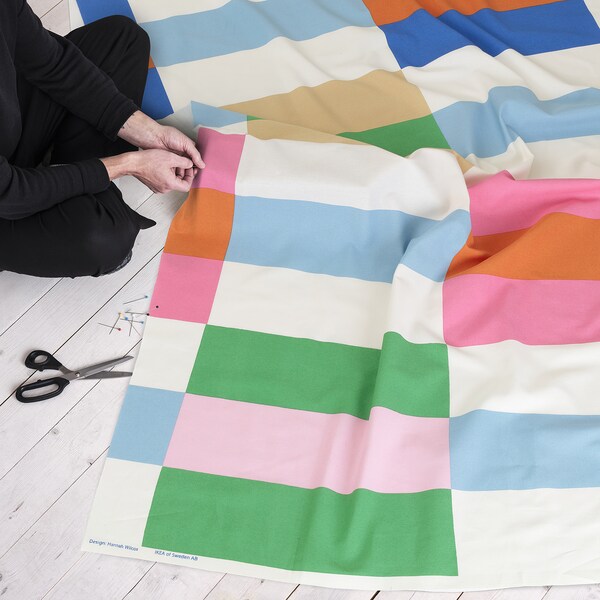 KLIBBKORSÖRT - Pre-cut fabric, multicolour/stripe, 150x300 cm