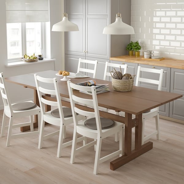 KLIMPFJÄLL / NORDVIKEN - KLIMPFJÄLL / NORDVIKEN Table and 6 chairs, grey-brown/white, 240x95 cm