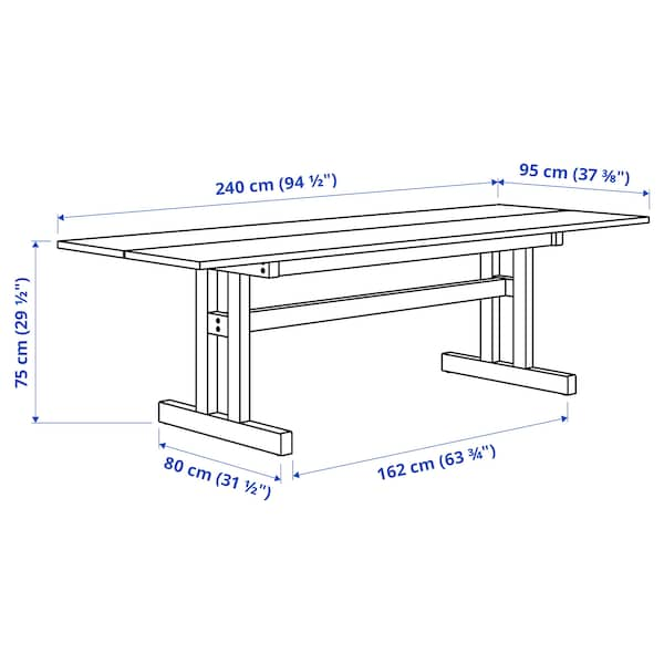 KLIMPFJÄLL / NORRARYD - Table and 6 chairs, grey-brown/black, 240x95 cm