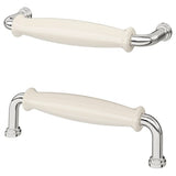 KLINGSTORP handle, off-white/chrome-plated, 141 mm, 2 pack