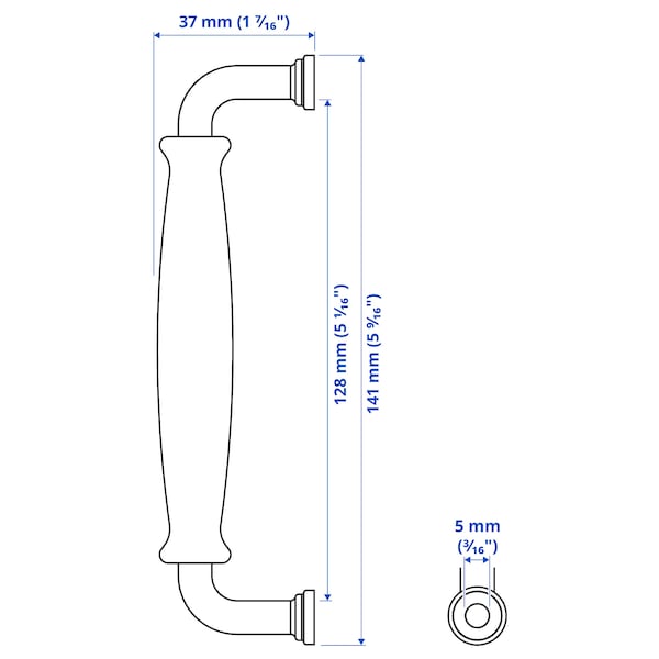 KLINGSTORP - Handle, off-white/chrome-plated, 141 mm