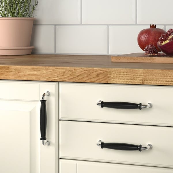 Ikea KLINGSTORP - Handle, black/chrome-plated, 141 mm