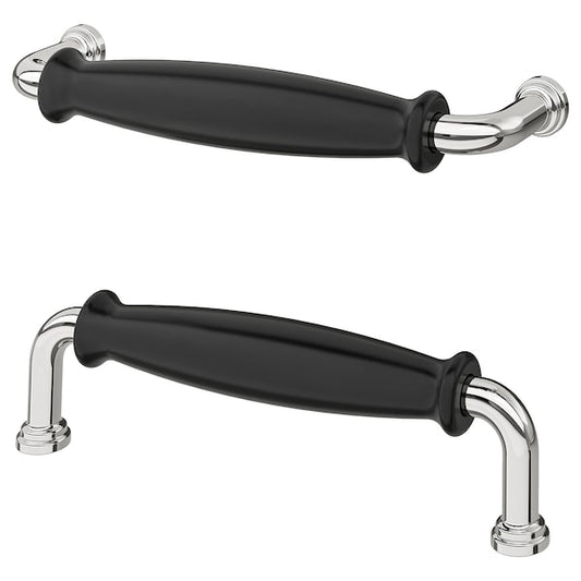 KLINGSTORP - Handle, black/chrome-plated, 141 mm