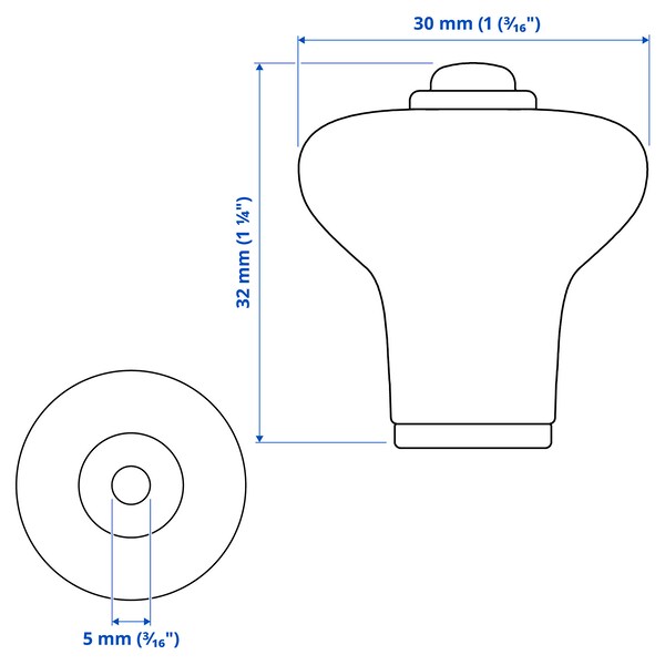 KLINGSTORP - Knob, off-white/chrome-plated, 30 mm