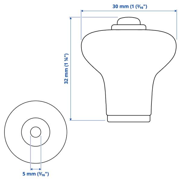 KLINGSTORP - KLINGSTORP Knob, off-white/chrome-plated, 30 mm