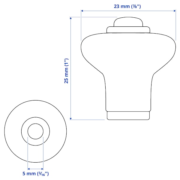 KLINGSTORP - Knob, off-white/chrome-plated, 23 mm