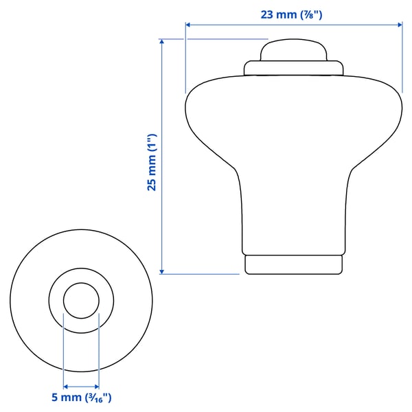 KLINGSTORP - Knob, off-white/chrome-plated, 23 mm