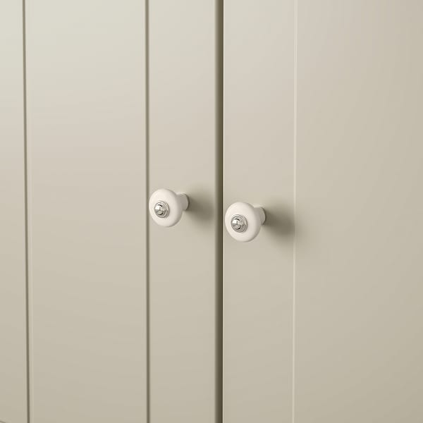KLINGSTORP - Knob, off-white/chrome-plated, 23 mm