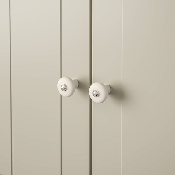 KLINGSTORP knob, off-white/chrome-plated, 30 mm, 2 pack