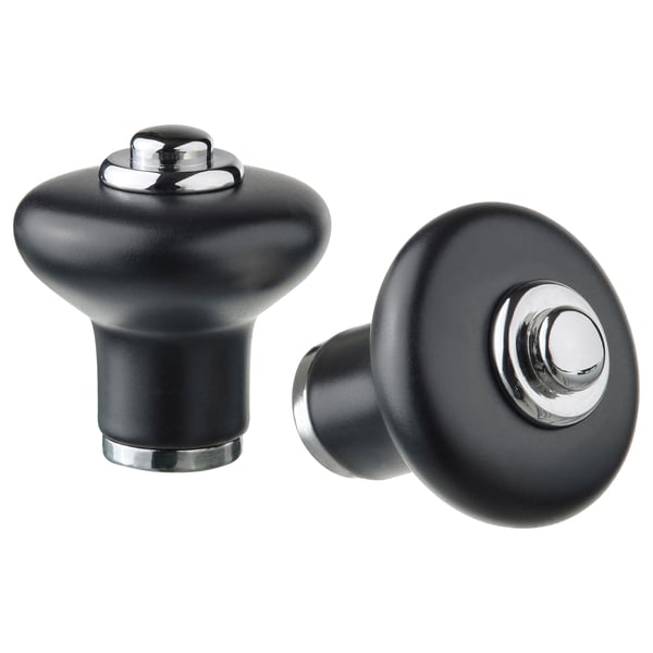 KLINGSTORP knob, black/chrome-plated, 23 mm, 2 pack