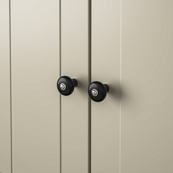 KLINGSTORP knob, black/chrome-plated, 30 mm, 2 pack