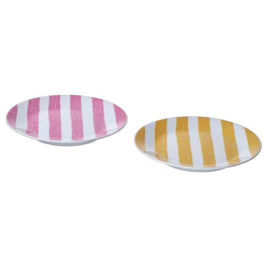 KLIPPAKLEJA - Side plate, patterned/yellow pink, 15 cm