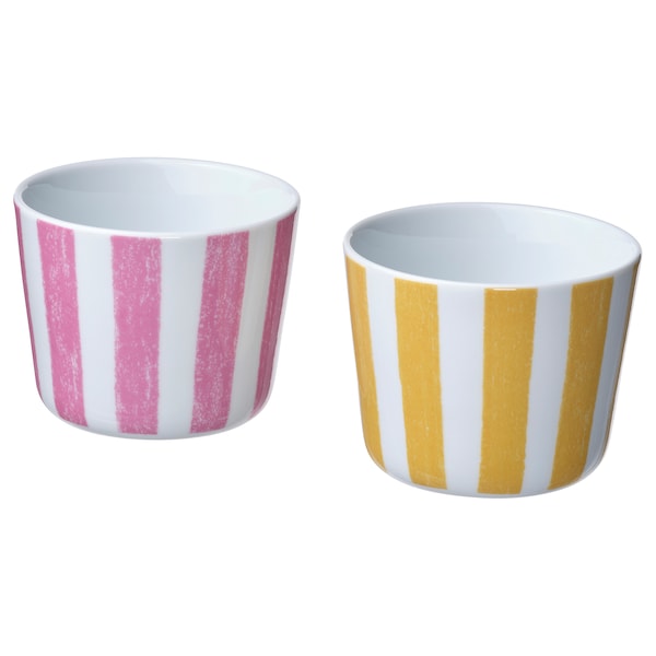 KLIPPAKLEJA - Mug, patterned/yellow pink, 24 cl