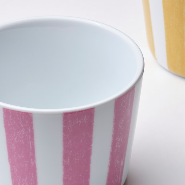KLIPPAKLEJA - Mug, patterned/yellow pink, 24 cl