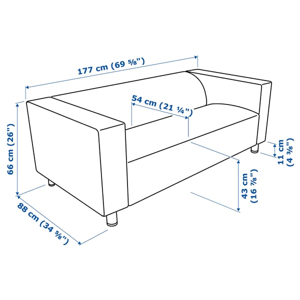 KLIPPAN 2-seat sofa, Bomstad black, 177x66x88 cm