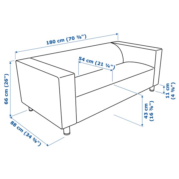 KLIPPAN - 2-seater sofa, Långban bright blue