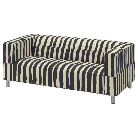 KLIPPAN cover for 2-seat sofa, Grimsmåla black/beige