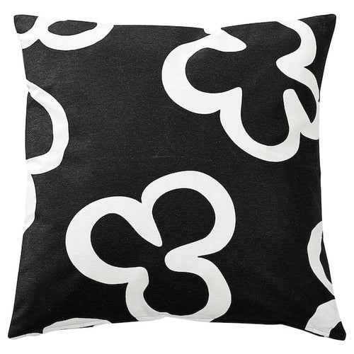 KLIPPBRÄCKA - Pillow cover, black/white,50x50 cm