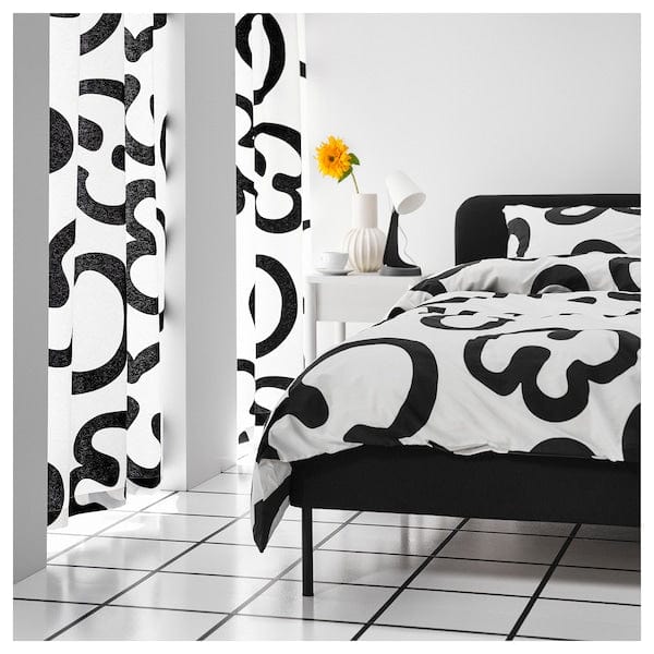 Ikea KLIPPBRÄCKA - Fabric already cut, white/black,150x300 cm