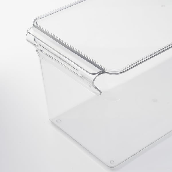 KLIPPKAKTUS storage box for fridge, transparent, 32x14x14 cm