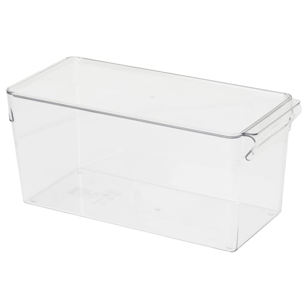 KLIPPKAKTUS storage box for fridge, transparent, 32x14x14 cm