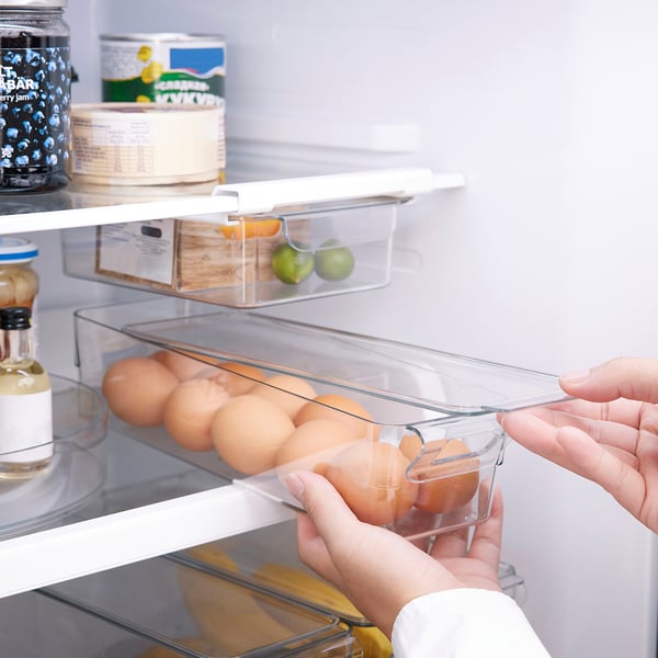 KLIPPKAKTUS - KLIPPKAKTUS Storage box for fridge, transparent, 32x10x8 cm