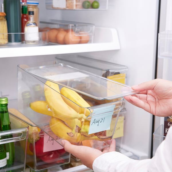 KLIPPKAKTUS storage box for fridge, transparent, 32x14x14 cm