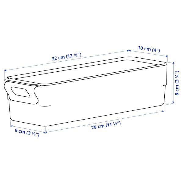 KLIPPKAKTUS - Storage box for fridge, transparent, 32x10x8 cm