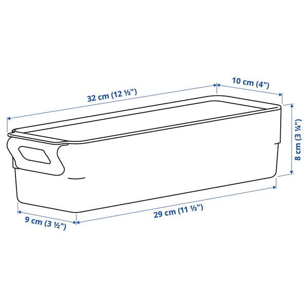 KLIPPKAKTUS storage box for fridge, transparent, 32x10x8 cm