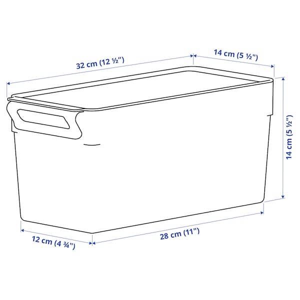 KLIPPKAKTUS - Storage box for fridge, transparent, 32x14x14 cm