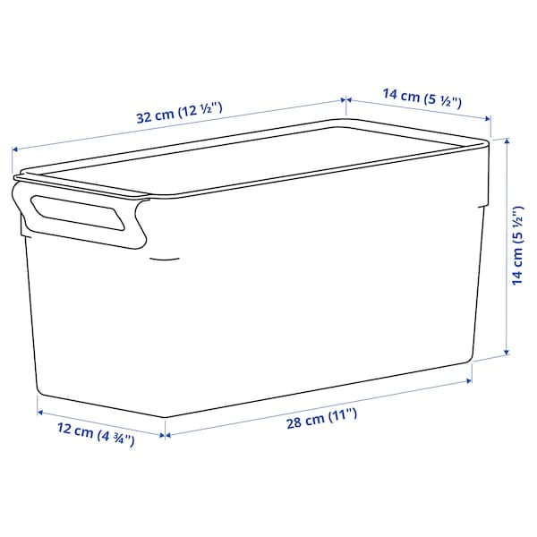 Ikea KLIPPKAKTUS - Storage box for fridge, transparent, 32x14x14 cm