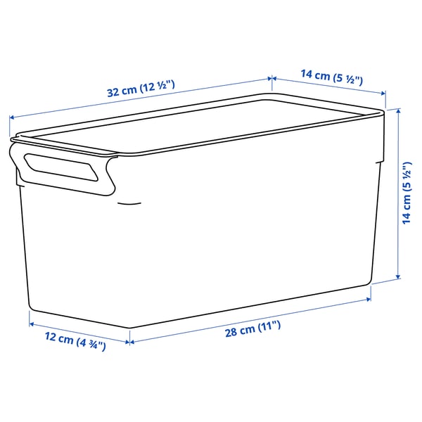 KLIPPKAKTUS storage box for fridge, transparent, 32x14x14 cm