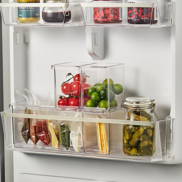 KLIPPKAKTUS storage box for fridge, set of 3, transparent