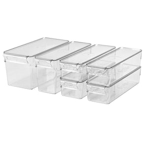 KLIPPKAKTUS storage box for fridge set of 6, transparent
