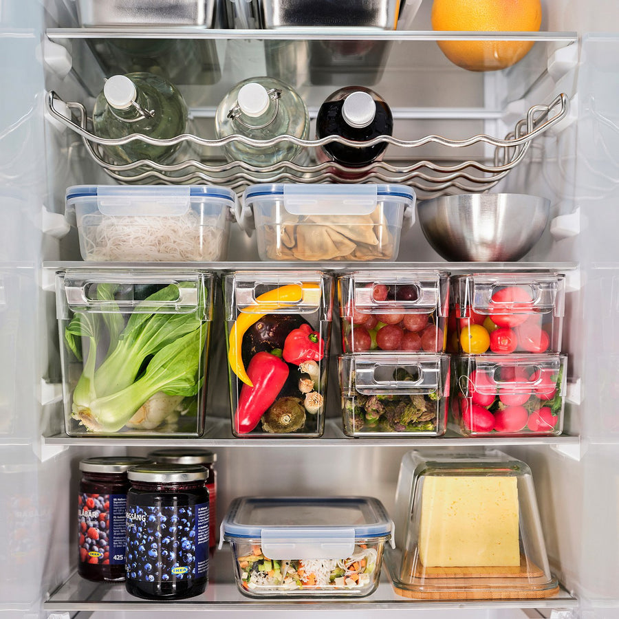 KLIPPKAKTUS storage box for fridge set of 6, transparent