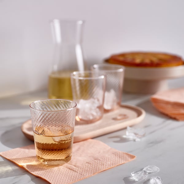 KLIPPLAX glass, striped pink, 25 cl