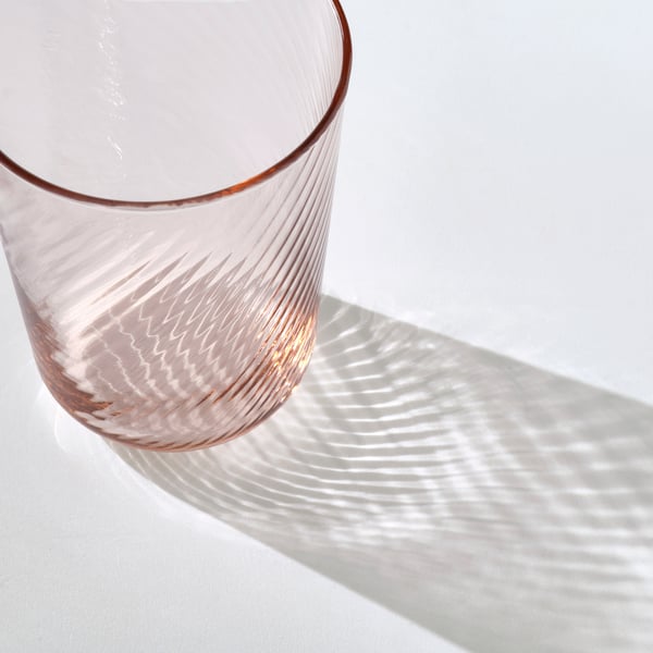 KLIPPLAX glass, striped pink, 25 cl