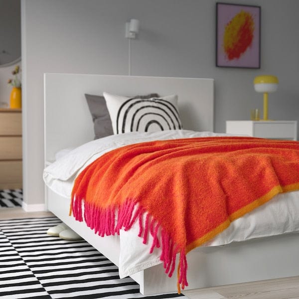 Ikea KLIPPOXEL - Throw, orange/bright pink, 130x170 cm