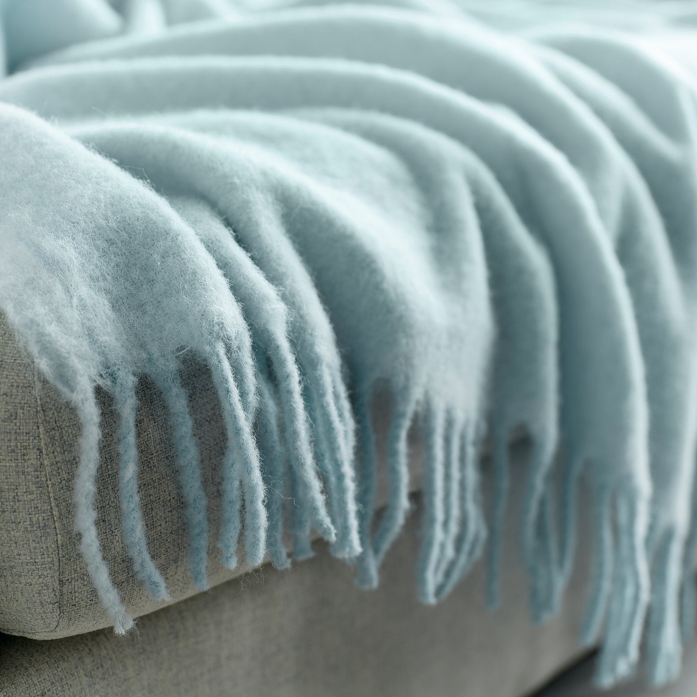 KLIPPOXEL throw, light blue, 130x170 cm