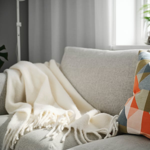 KLIPPOXEL throw, off-white, 130x170 cm