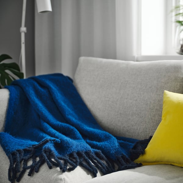 KLIPPOXEL throw, blue, 130x170 cm